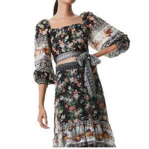 Alice + Olivia Clarabelle Floral Tie Blouse NWT medium